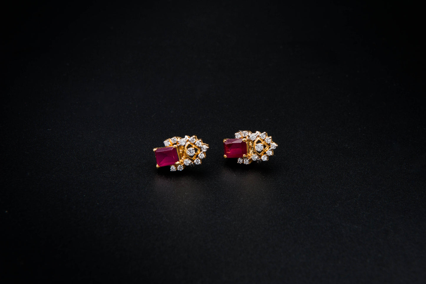 Ruby Crest Earrings — 925 Sterling Silver with 24K Gold Plating