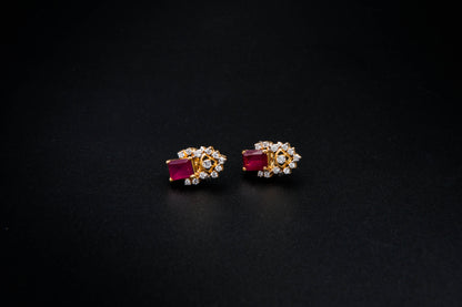 Ruby Crest Earrings — 925 Sterling Silver with 24K Gold Plating