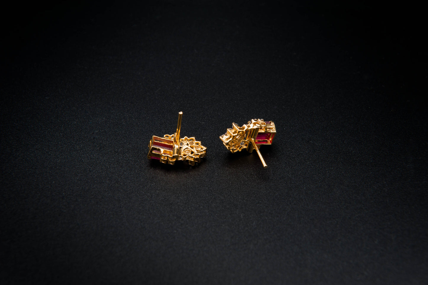 Ruby Crest Earrings — 925 Sterling Silver with 24K Gold Plating