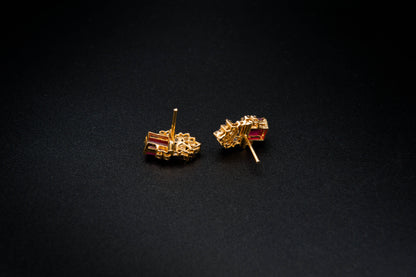 Ruby Crest Earrings — 925 Sterling Silver with 24K Gold Plating