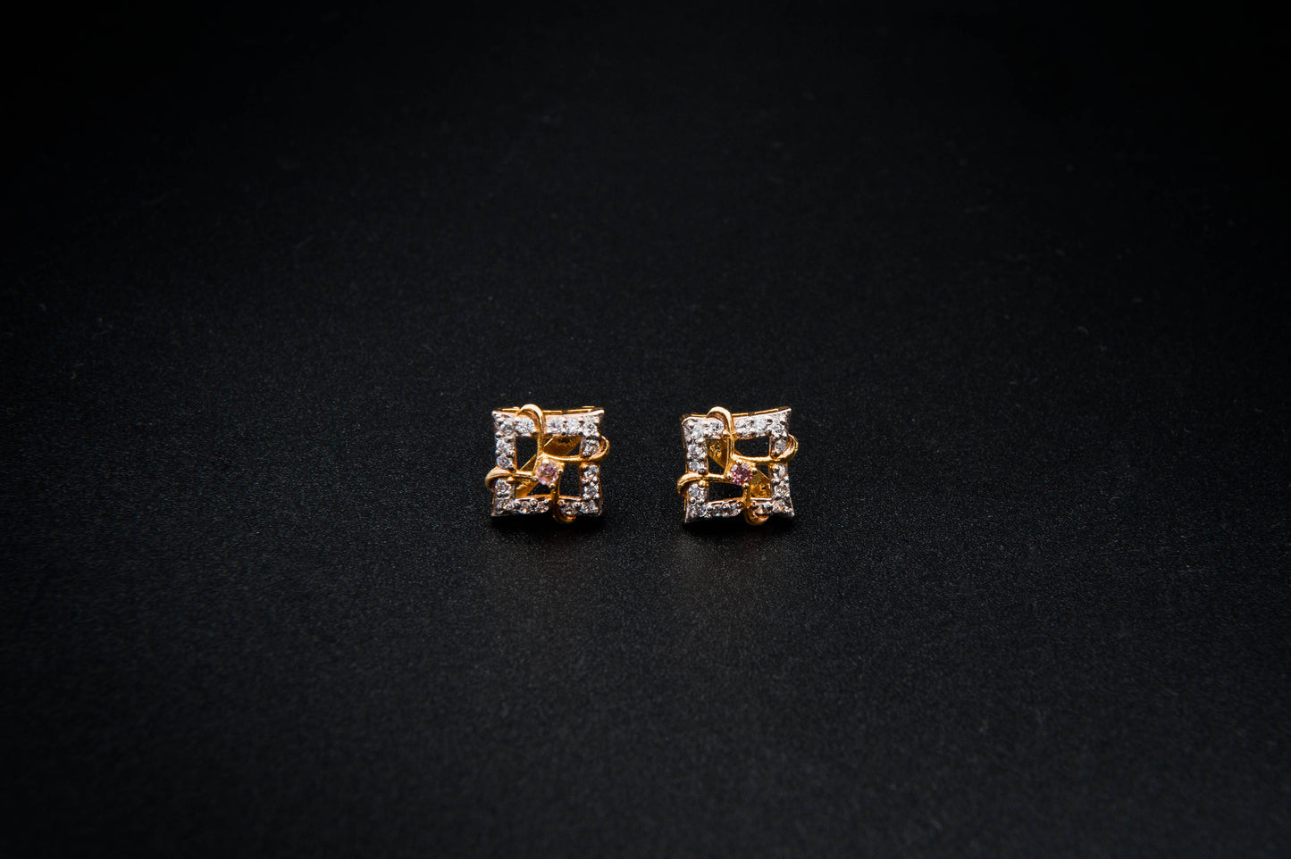 Amethyst Frame Earrings — 925 Sterling Silver with 24K Gold Plating