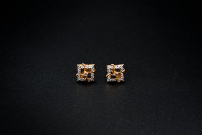 Amethyst Frame Earrings — 925 Sterling Silver with 24K Gold Plating