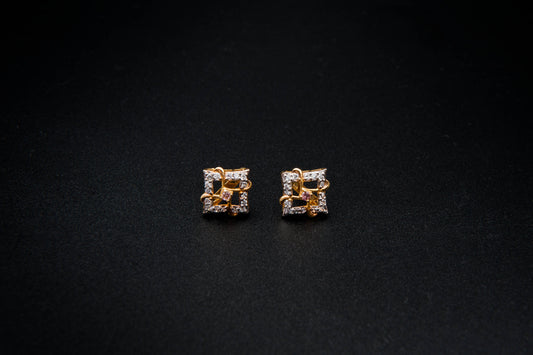 Amethyst Frame Earrings — 925 Sterling Silver with 24K Gold Plating