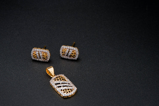 Golden Petal Set-925 Sterling Silver with 24K G old Plating