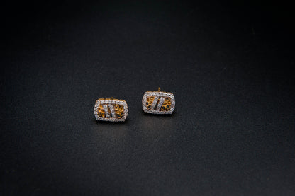 Diamond Stride Earrings — 925 Sterling Silver with 24K Gold Plating