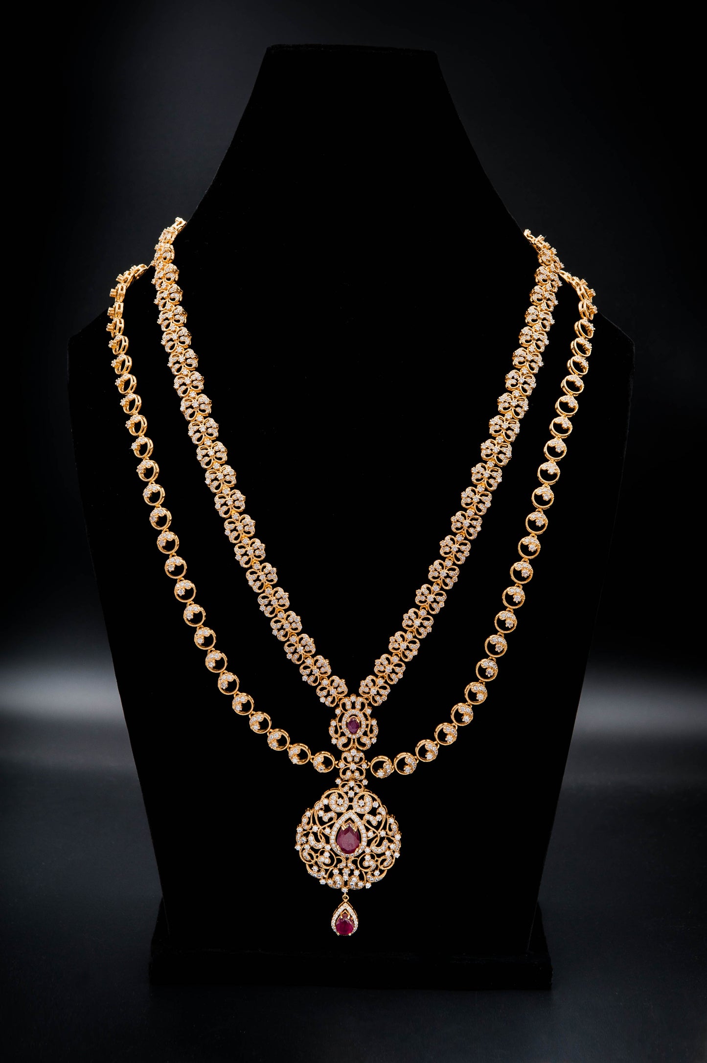 Crimson Grace Bridal set-925 Sterling Silver with 24K Gold Plating