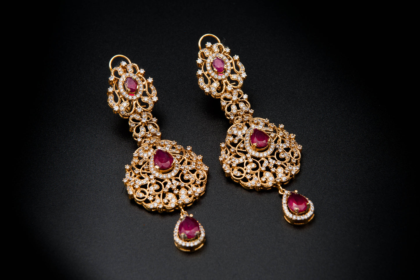 Crimson Grace Bridal set-925 Sterling Silver with 24K Gold Plating