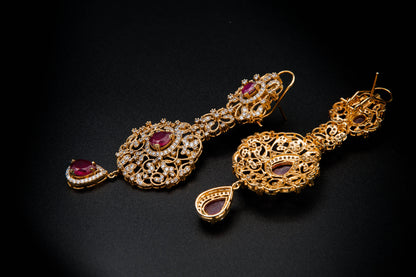 Crimson Grace Bridal set-925 Sterling Silver with 24K Gold Plating