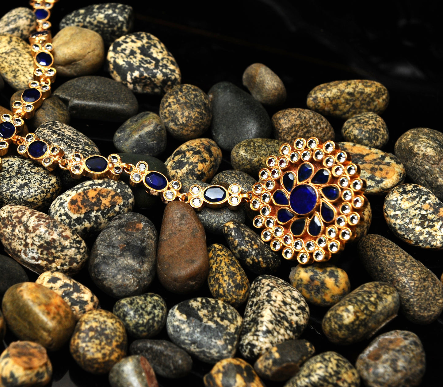 Sapphire Bloom Necklace-Kundan