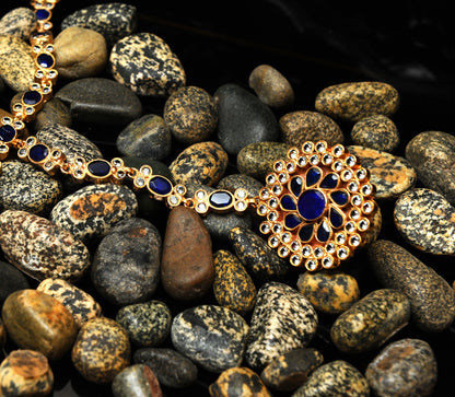Sapphire Bloom Necklace-Kundan