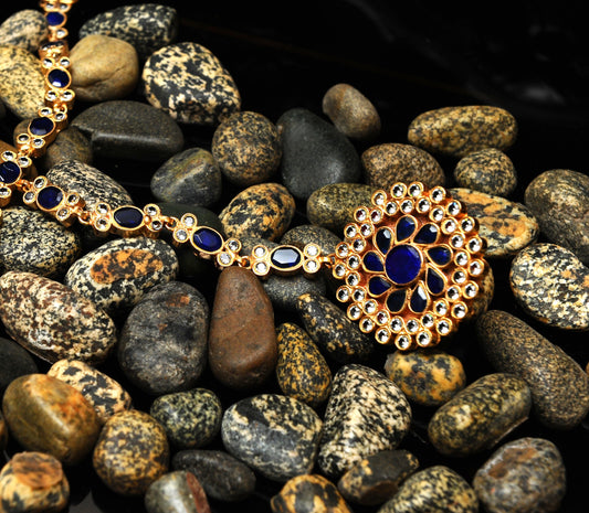 Sapphire Bloom Necklace-Kundan