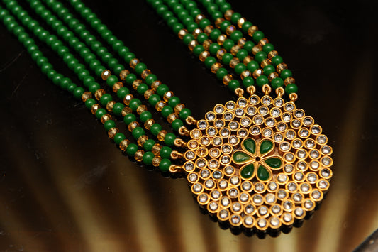 Emerald Vow Layered Necklace-Kundan