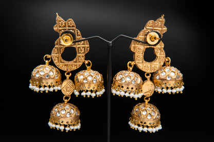 Ivory Tiers Jhumka-Kundan Jhumkay