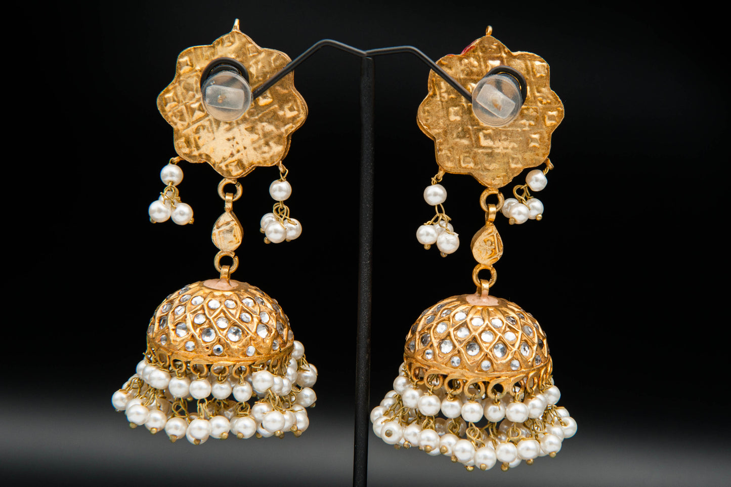 Golden Cascade Jhumka-Kundan Jhumkay