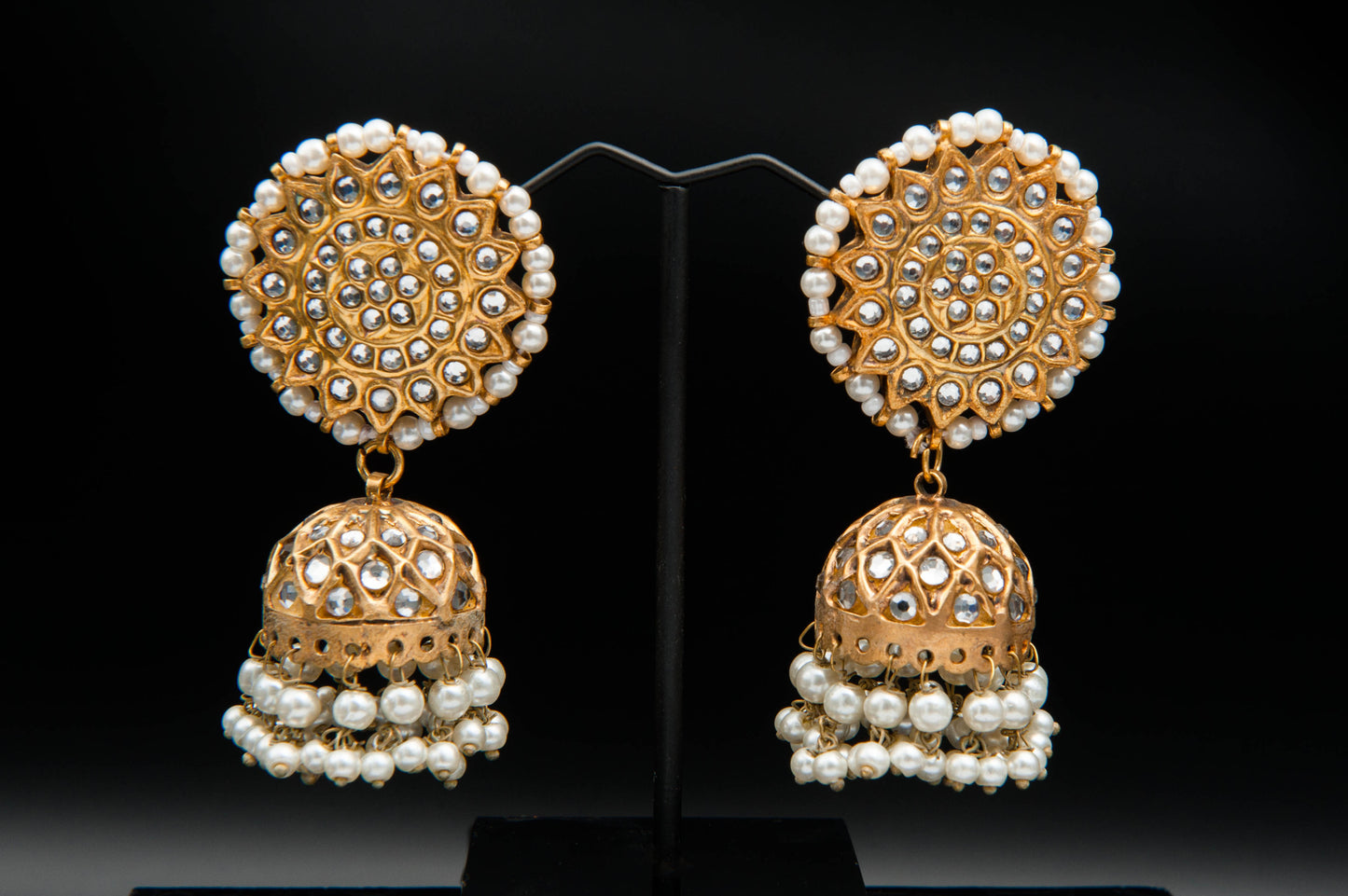 Ivory Halo Jhumka-Kundan Jhumkay