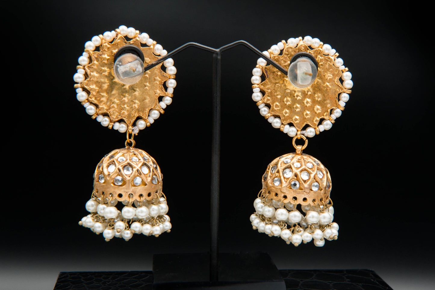 Ivory Halo Jhumka-Kundan Jhumkay