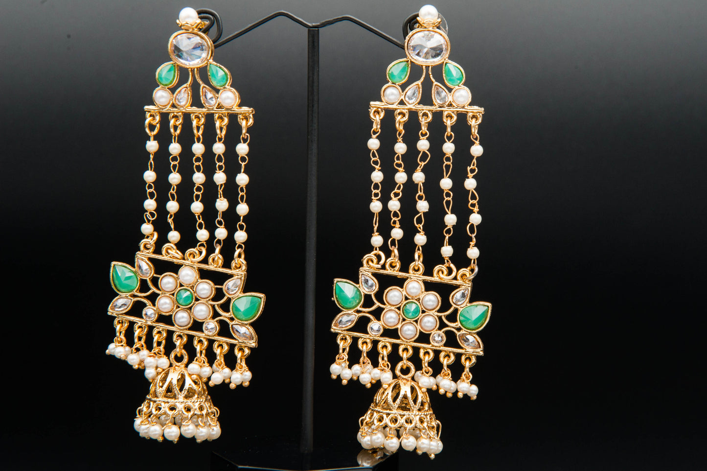 Gemstone Grace Jhumka-Kundan Jhumkay