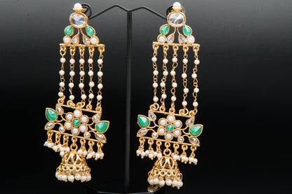 Gemstone Grace Jhumka-Kundan Jhumkay