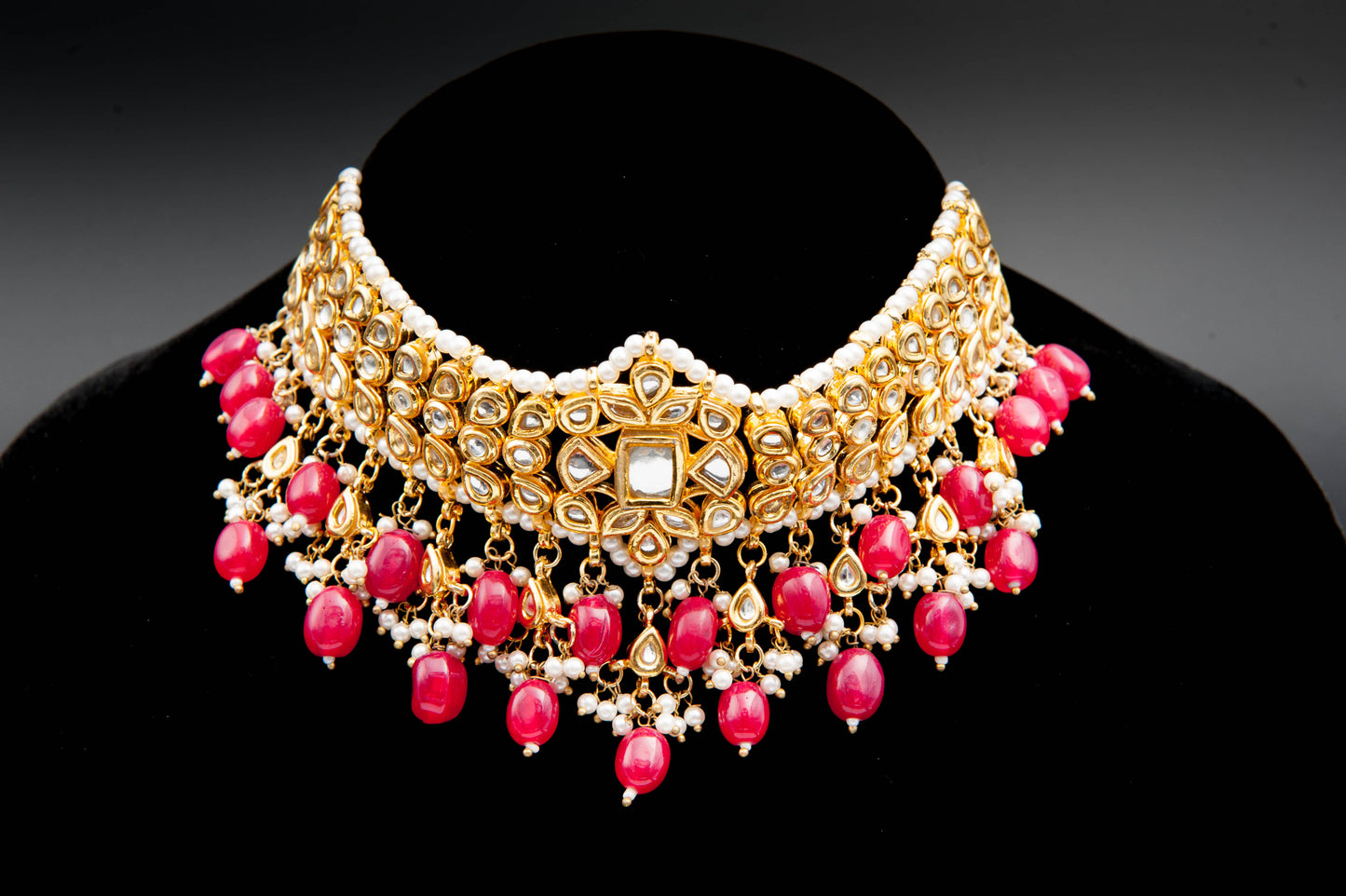 Crimson Bloom-Kundan Set