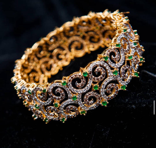 Sterling Silver Gold Plated Bangle Emerald