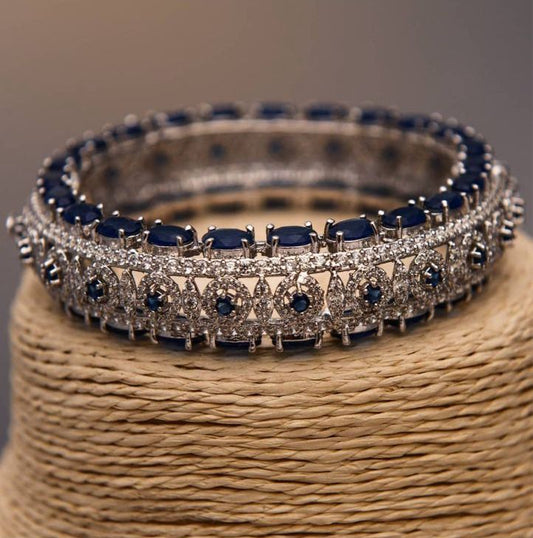 Sterling Silver Blue Sapphire Bangle: