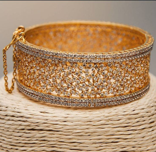 Sterling Silver Gold-Plated Zircon Bangle
