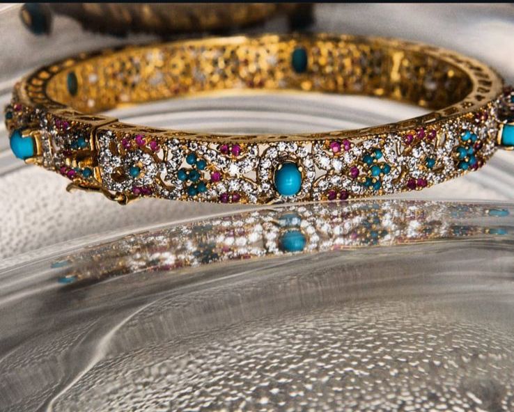 Sterling Silver Gold-Plated Feroza Bangle