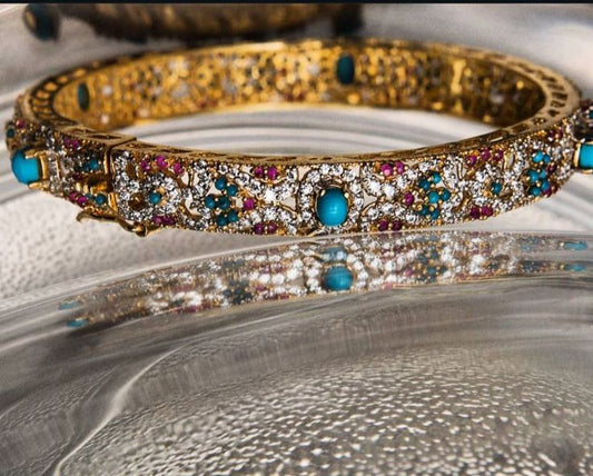 Sterling Silver Gold-Plated Feroza Bangle