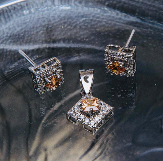 Sterling Silver Champagne Locket Set