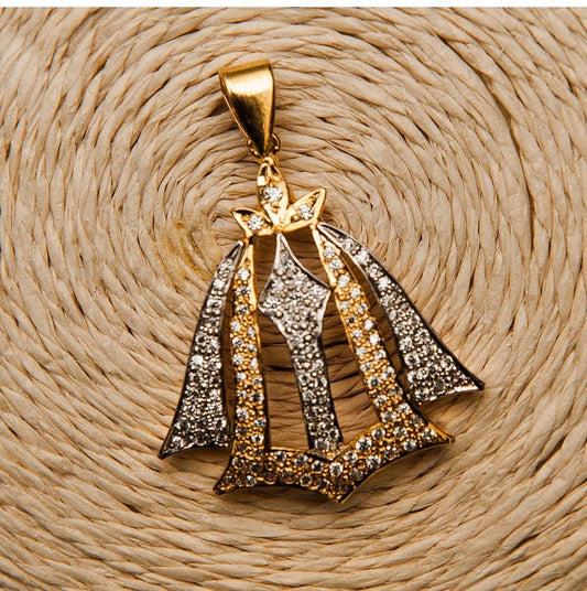 Sterling Silver Gold Allah Pendant
