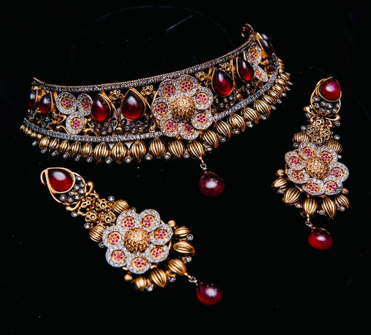 Sterling Silver Gold-Plated Bridal Set in Ruby