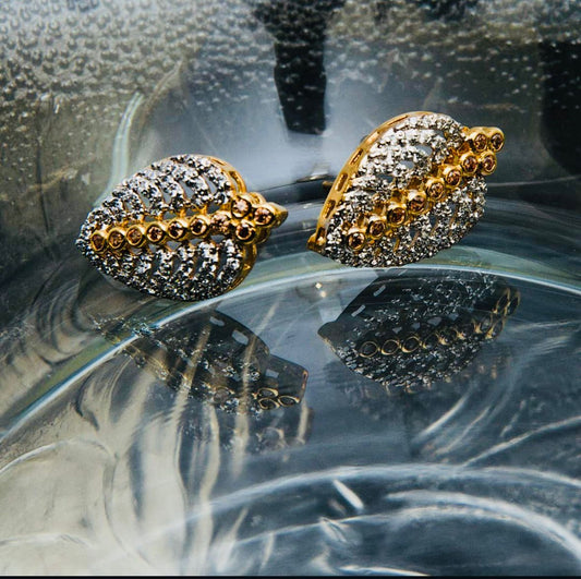 Sterling Silver Gold-Plated Leaf Studs