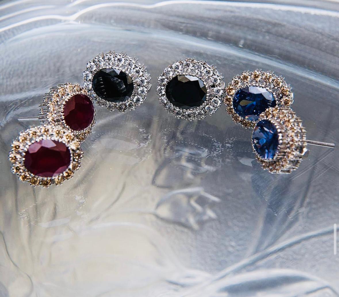 Trio Gem Sterling Silver Studs