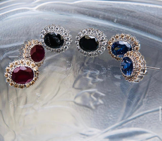 Trio Gem Sterling Silver Studs