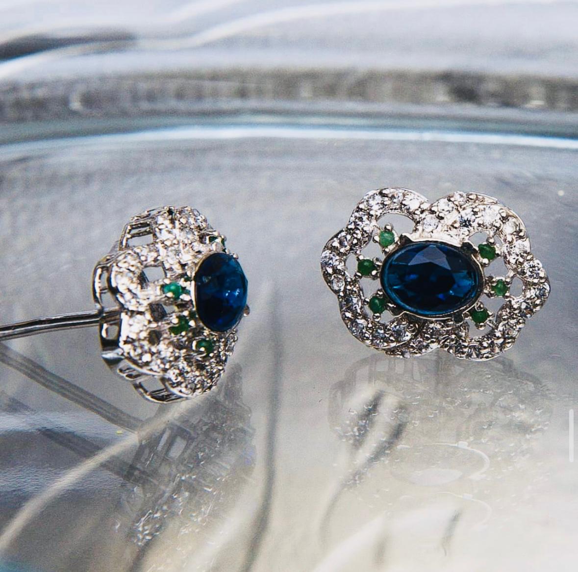Sterling Silver Blue-Green Studs