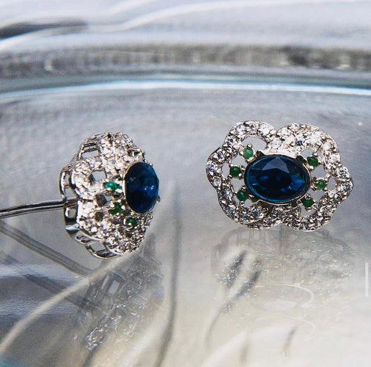 Sterling Silver Blue-Green Studs