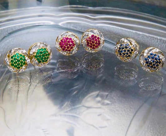 Gold-Plated Sterling Silver Studs – Three-Pair Set
