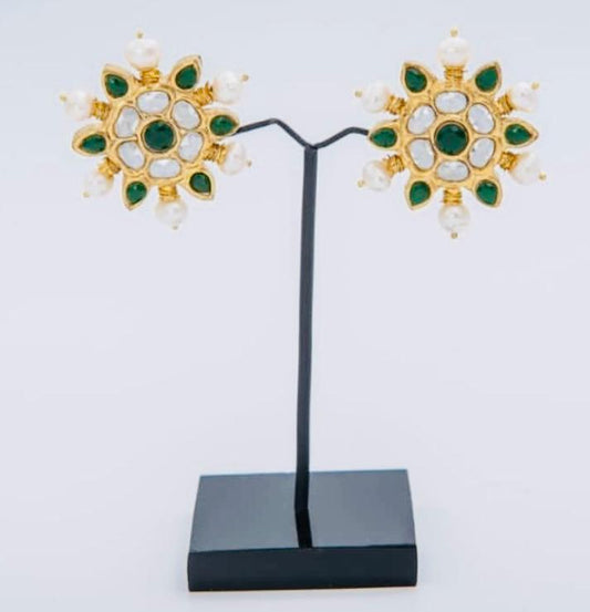 22K Gold-Plated Kundan Ear Studs