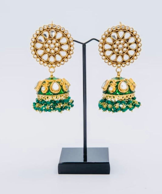 22K Gold-Plated Handmade Kundan Jhumkas